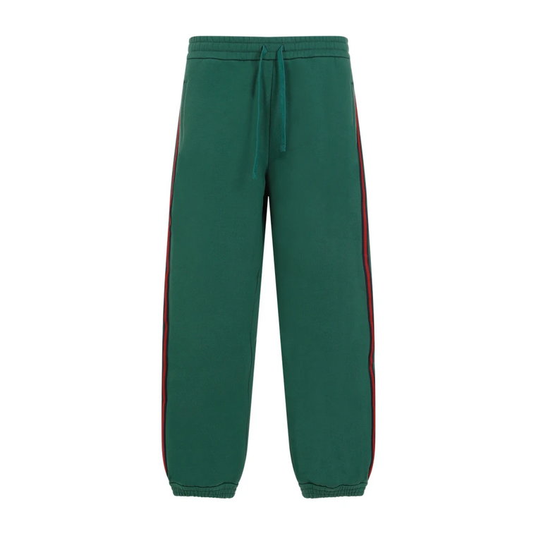 Zielone Bawełniane Spodnie Treningowe Elastyczny Pas Gucci