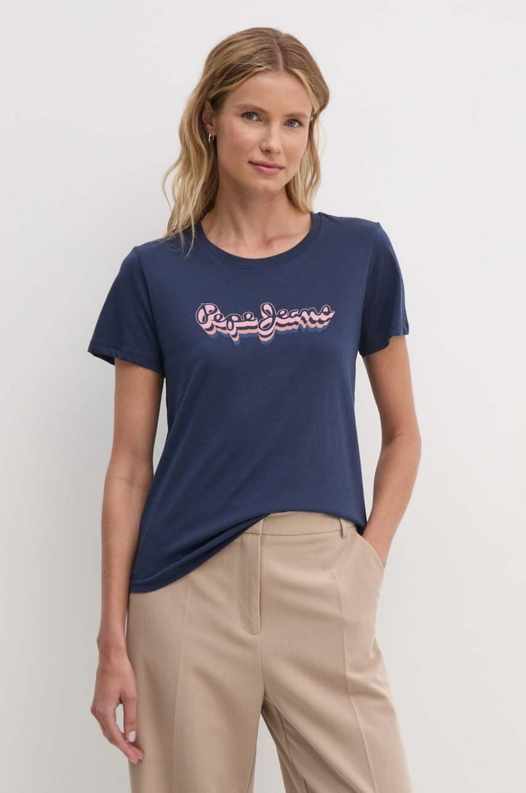 Pepe Jeans t-shirt bawełniany ENARA damski kolor granatowy PL505879