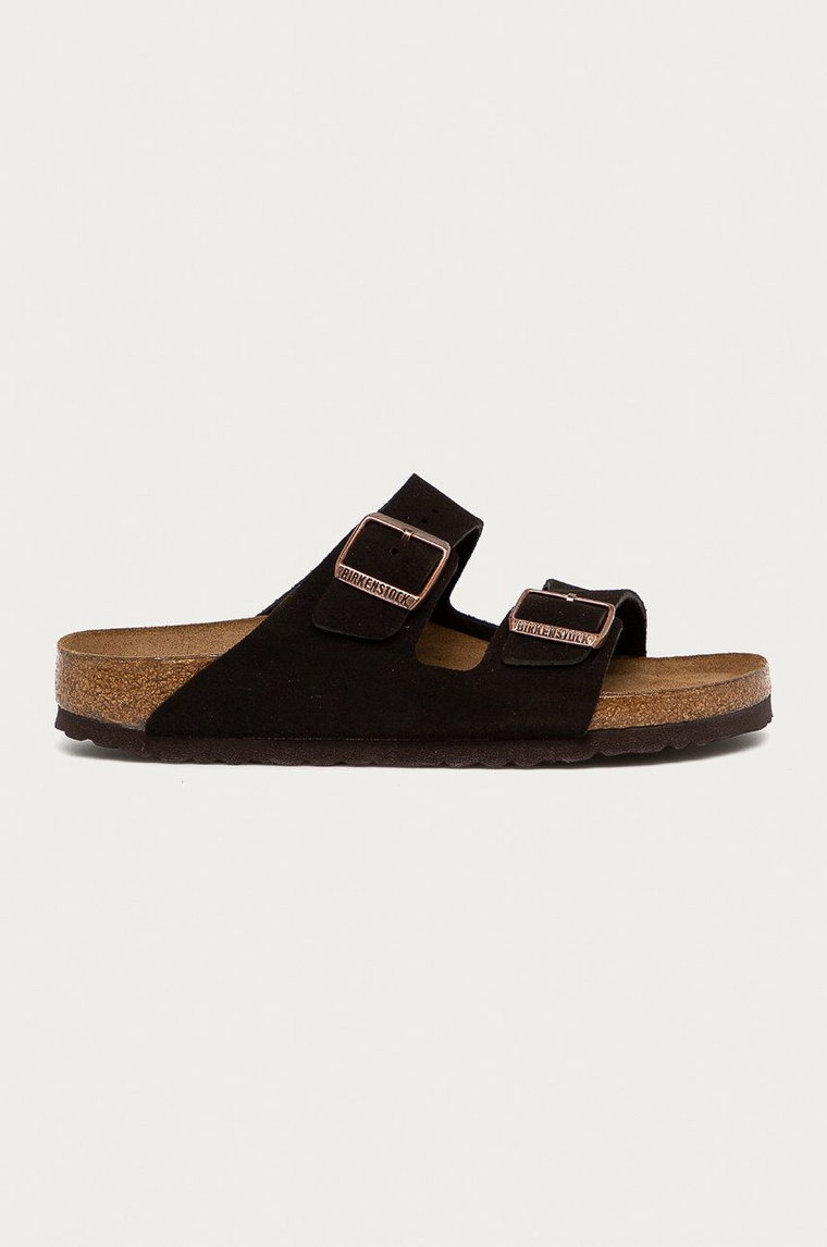 Birkenstock klapki zamszowe Arizona damskie kolor brązowy 951313