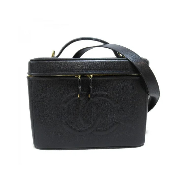 Używana czarna skórzana torebka Chanel Vanity Chanel Vintage