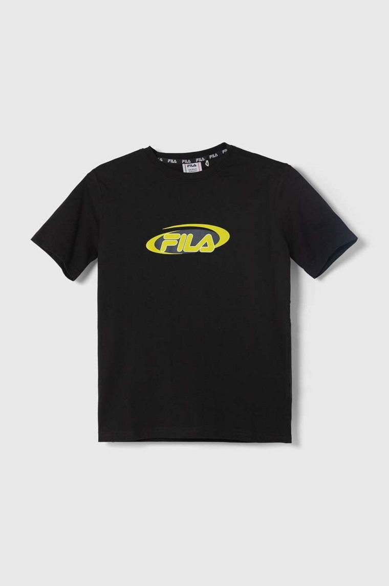 Fila t-shirt bawełniany LEGDEN kolor czarny z nadrukiem