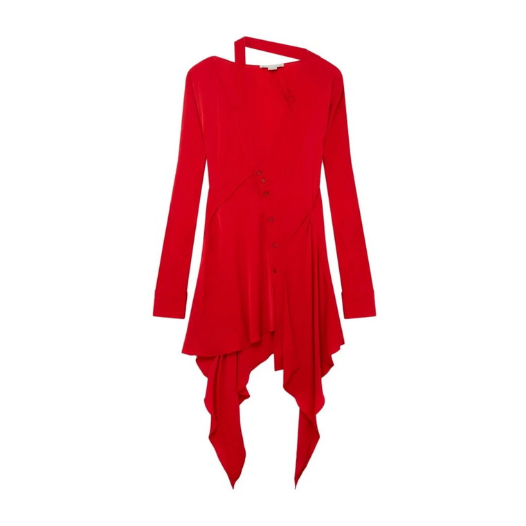 Czerwona asymetryczna sukienka z wycięciem Stella McCartney