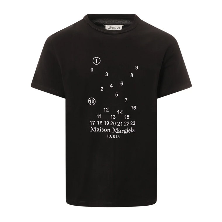 Czarna Koszulka z Wzorem i Ikonicznym Szyciem Maison Margiela