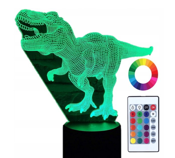 Lampka Nocna z Imieniem Dinozaur T-Rex 3D Led