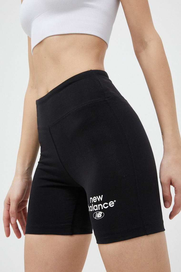 New Balance szorty damskie kolor czarny z nadrukiem high waist WS31504BK-4BK