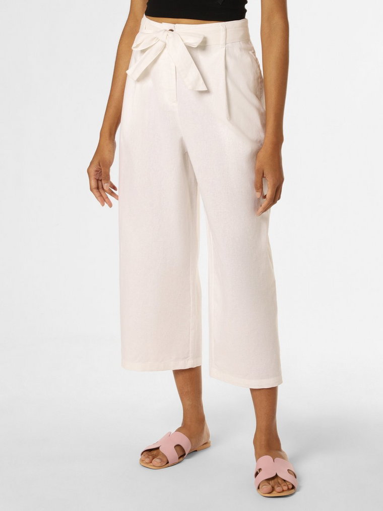 Franco Callegari - Spodnie damskie z dodatkiem lnu, biały