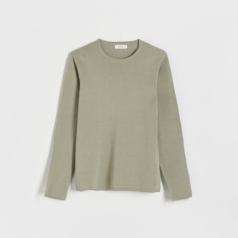 Reserved - Bawełniany sweter - jasnozielony