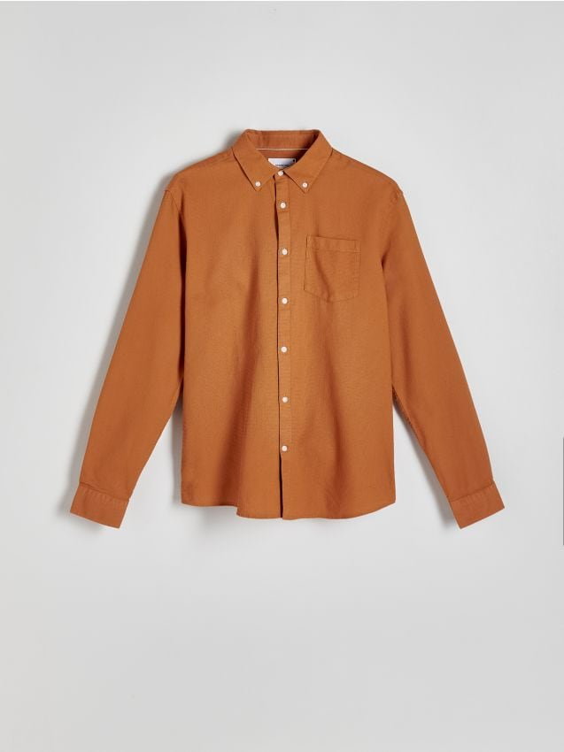 Reserved - Strukturalna koszula regular fit - pomarańczowy