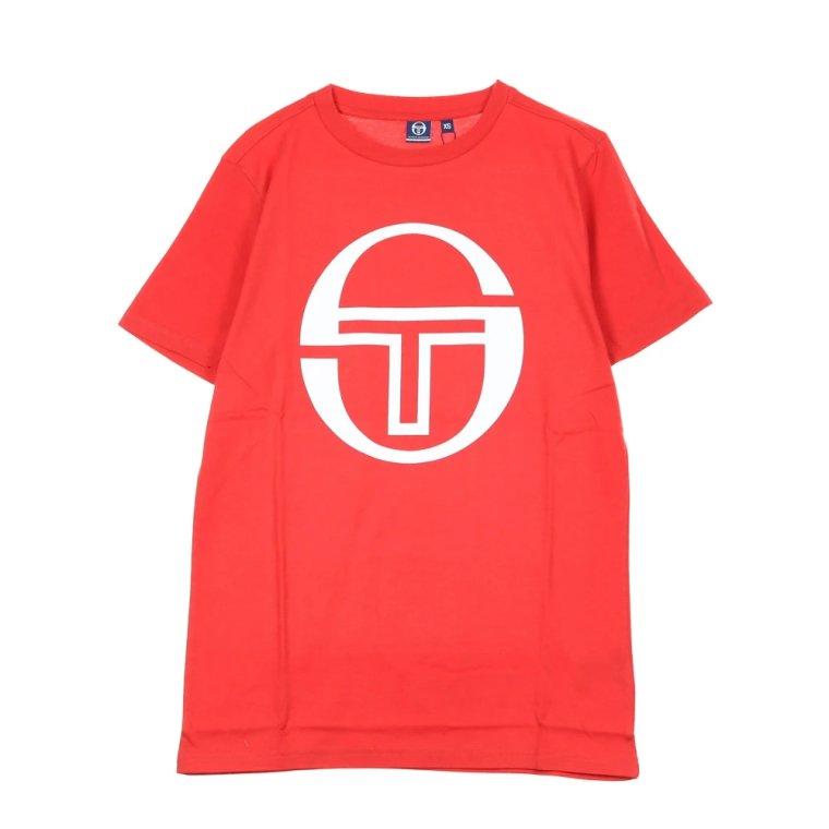 Czerwony T-shirt z logo dla kobiet Sergio Tacchini