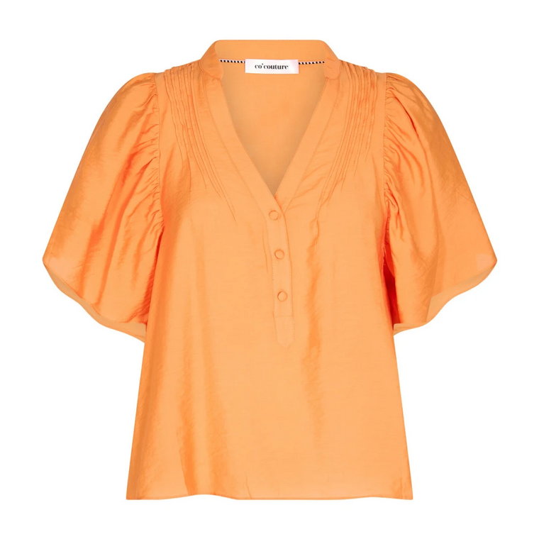 Kobiecy Pintuck Top w Kolorze Pomarańczowym Co'Couture