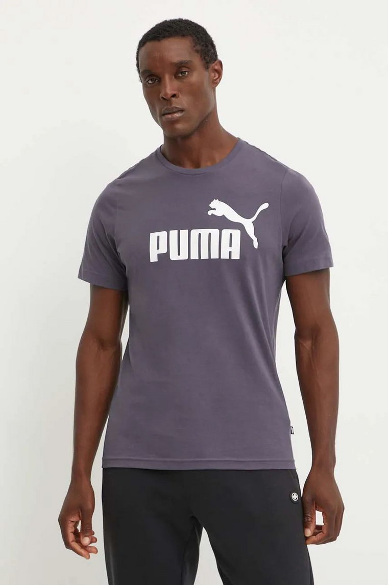 Puma t-shirt bawełniany kolor szary z nadrukiem