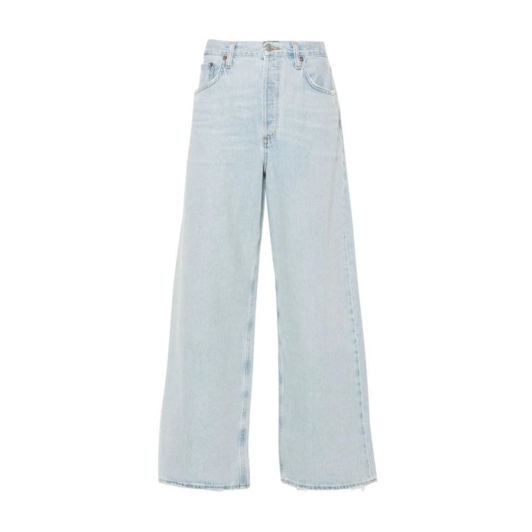 Jasnoniebieskie Spodnie Jeans z Przetarciami Agolde