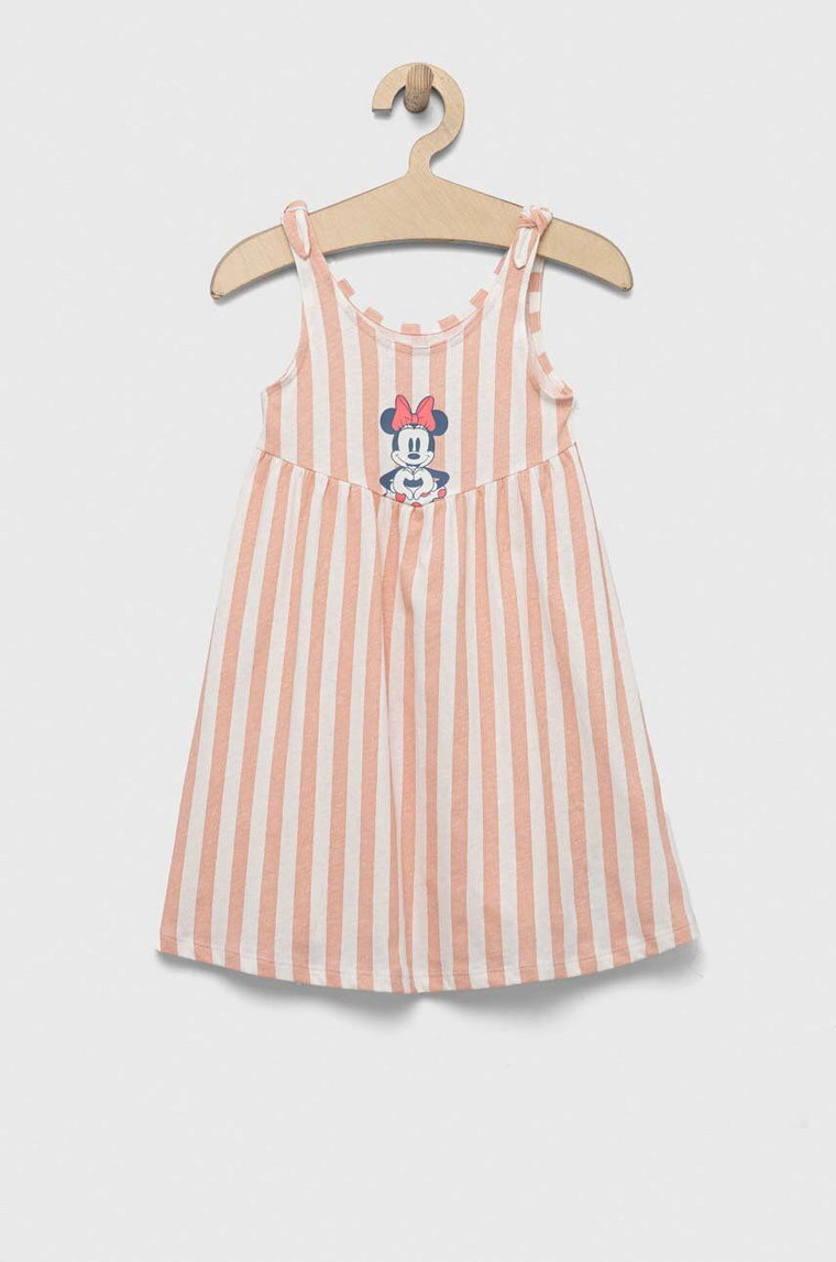 GAP sukienka bawełniana dziecięca x Disney kolor różowy mini rozkloszowana