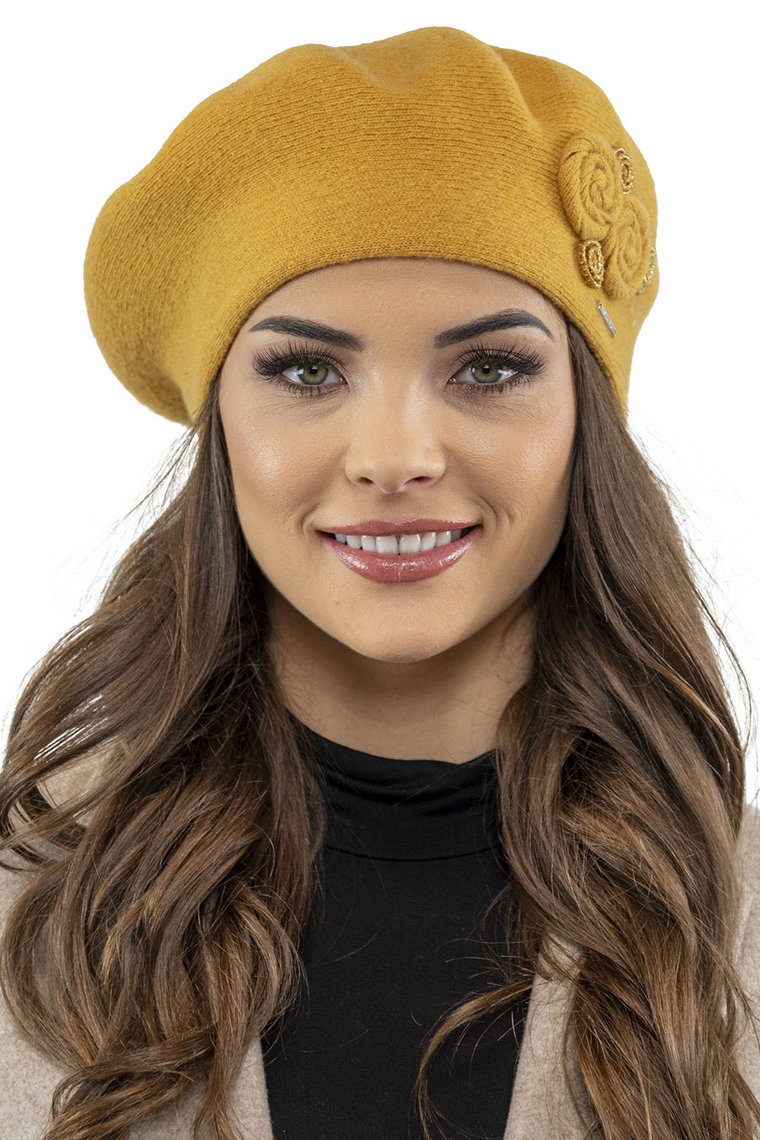 Vivisence 7037 Nakrycie głowy beret, miodowy