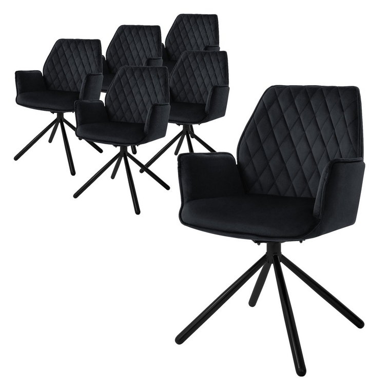 Zestaw 6 obrotowych krzeseł do jadalni krzesło fotel 180  obrotowe aksamitne krzesło do salonu