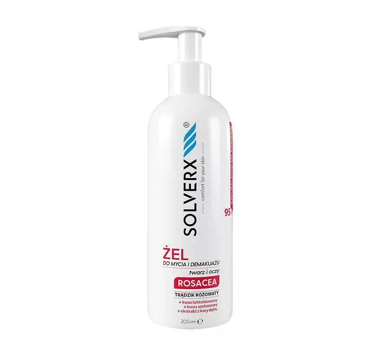 SOLVERX ROSACEA ŻEL DO MYCIA I DEMAKIJAŻU TWARZY I OCZU 200ML