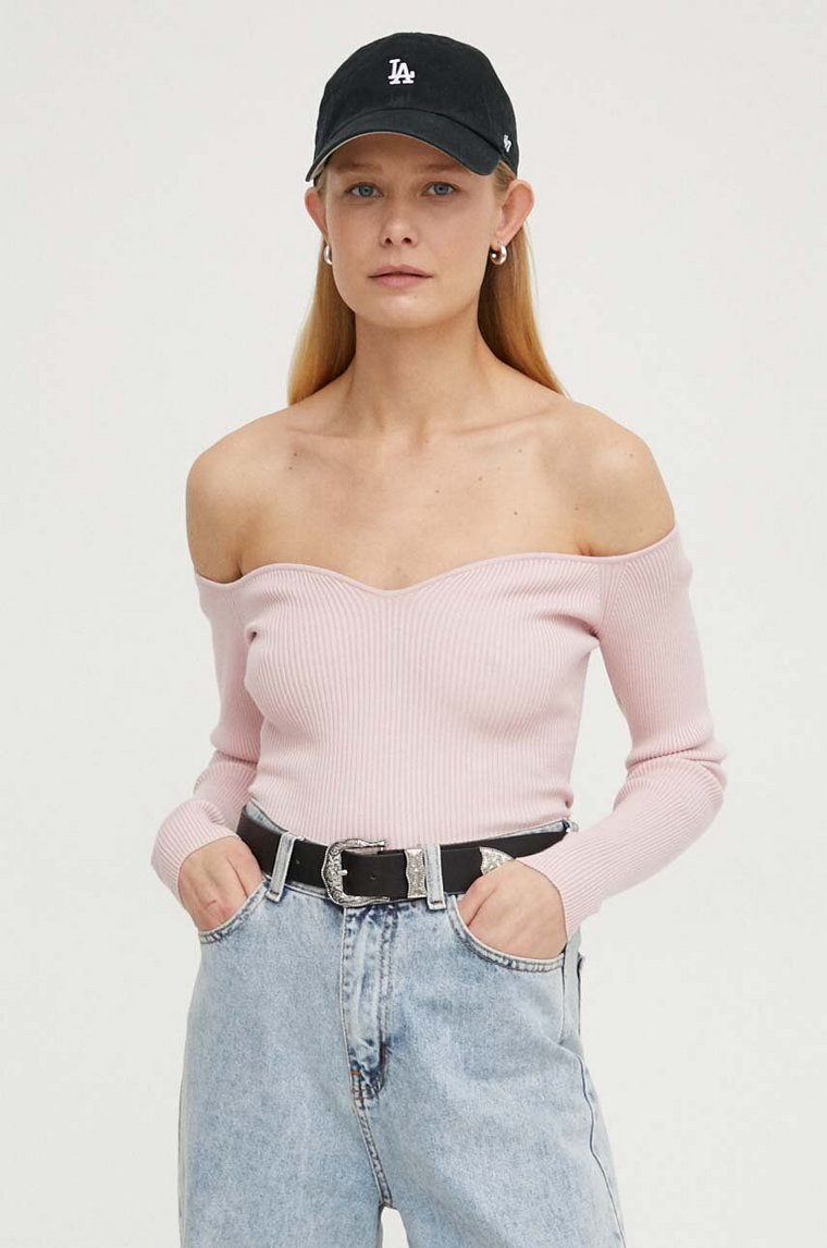 BA&SH sweter OWAIS damski kolor różowy lekki 1E24OWAI