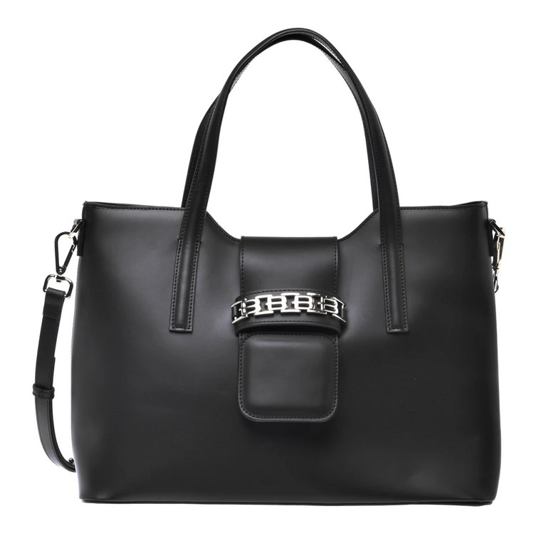 Black leather shoulder bag Baldinini