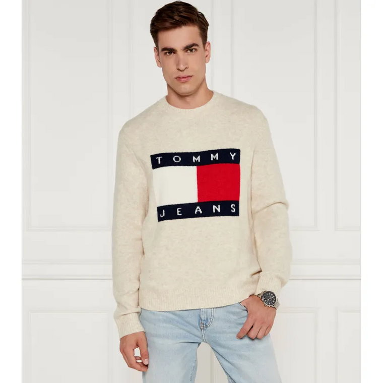 Tommy Jeans Sweter | Regular Fit | z dodatkiem wełny