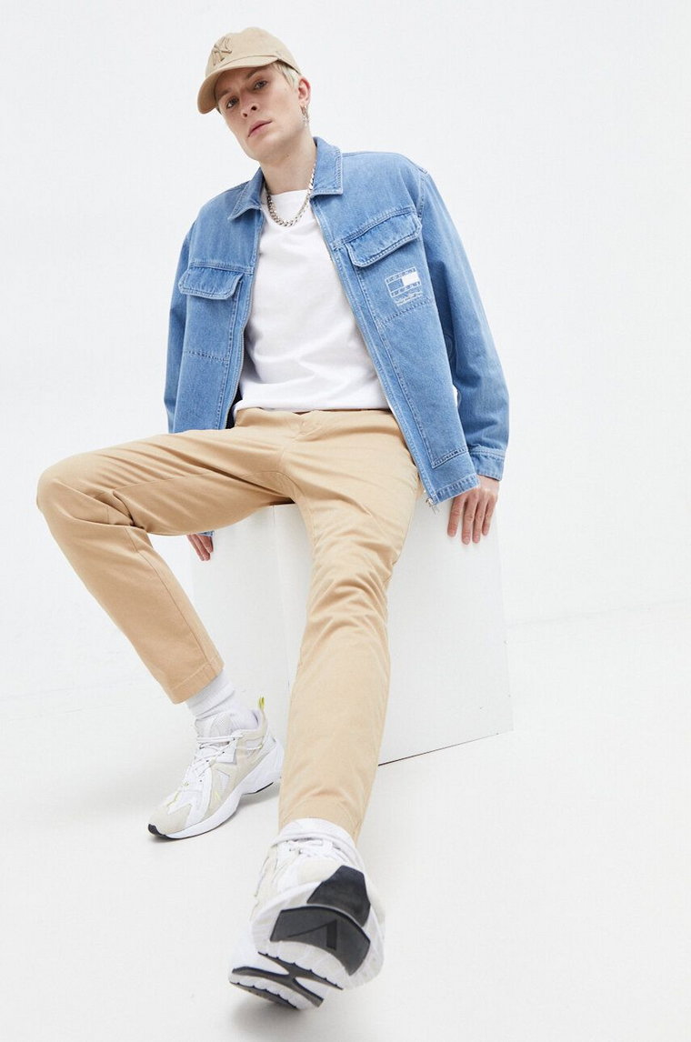 Tommy Jeans spodnie męskie kolor beżowy proste