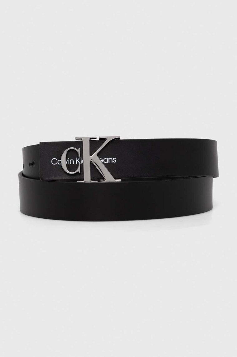 Calvin Klein pasek skórzany kolor czarny