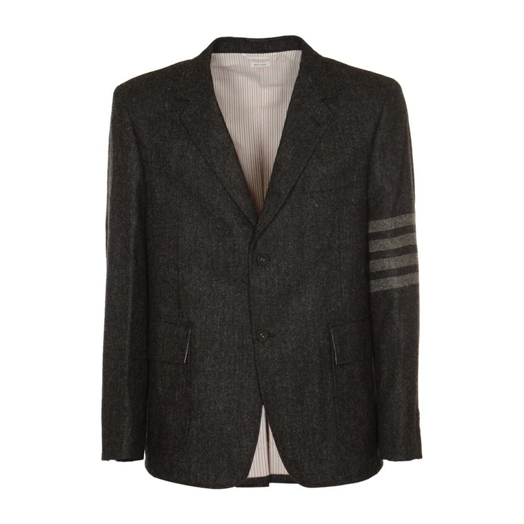 Szare nieustrukturyzowane kurtki o prostym kroju Thom Browne