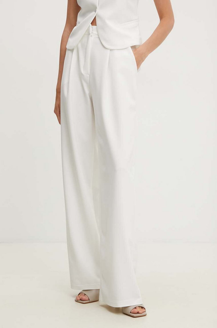 Answear Lab spodnie bawełniane kolor biały proste high waist