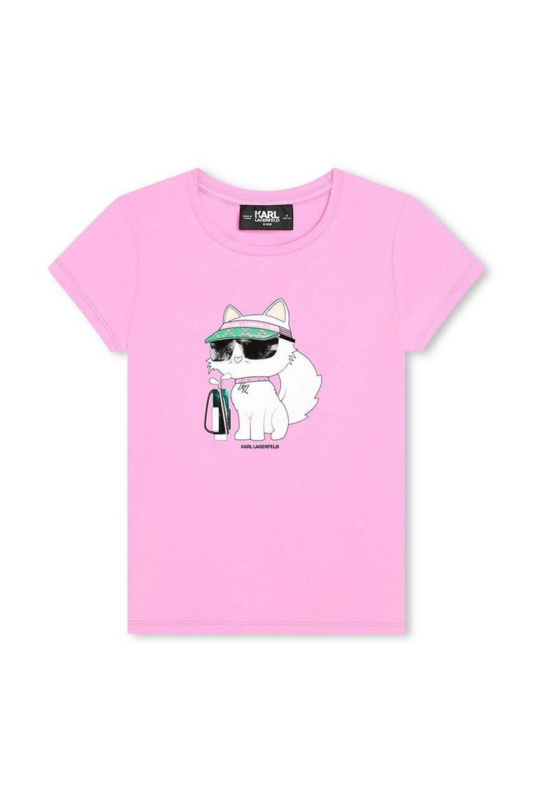 Karl Lagerfeld t-shirt dziecięcy kolor różowy