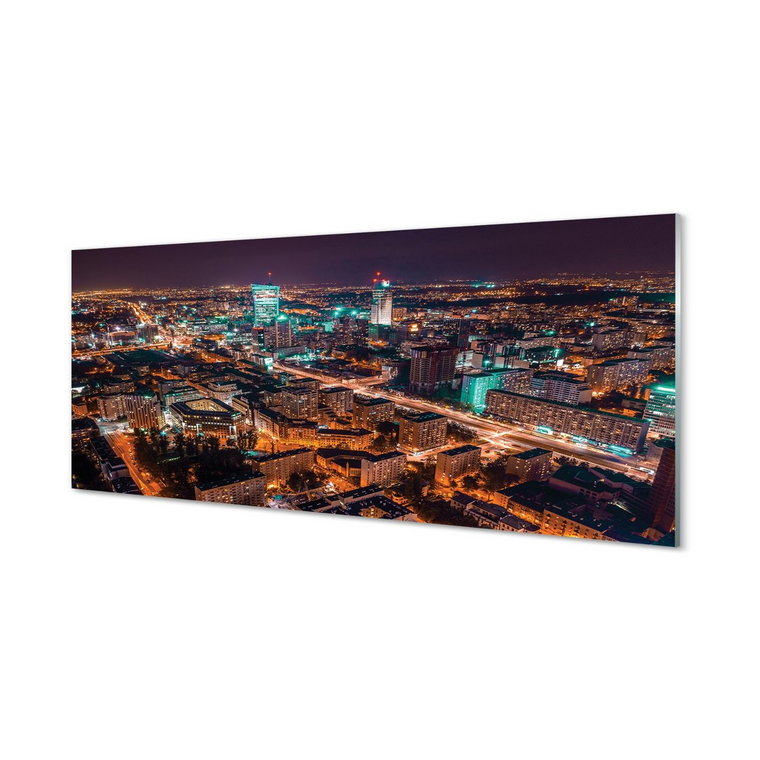 Panel ścienny Warszawa Miasto noc panorama 125x50 cm