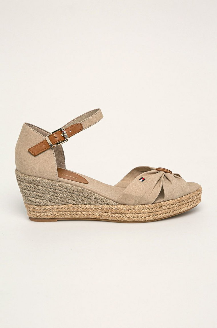 Tommy Hilfiger sandały BASIC OPENED TOE MID WEDGE kolor beżowy FW0FW04785