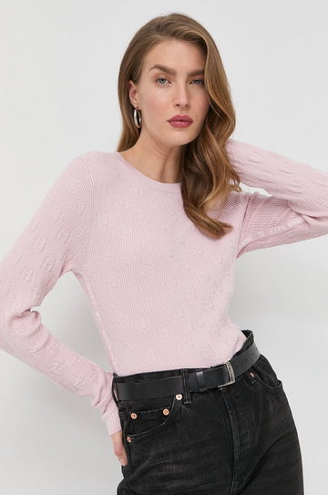 Miss Sixty sweter z domieszką wełny kolor różowy