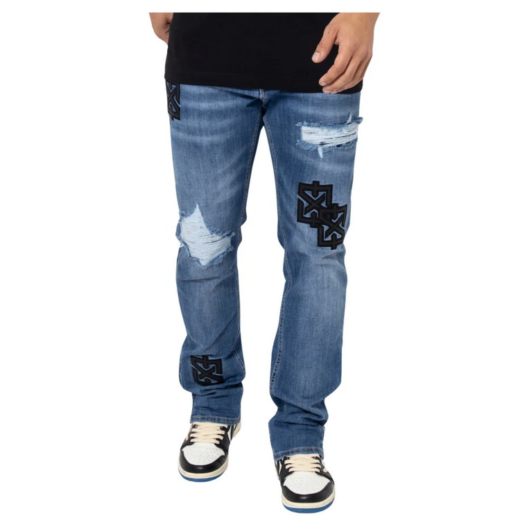 Patch Jeans, Zniszczony Denim, Stylowy Xplct Studios
