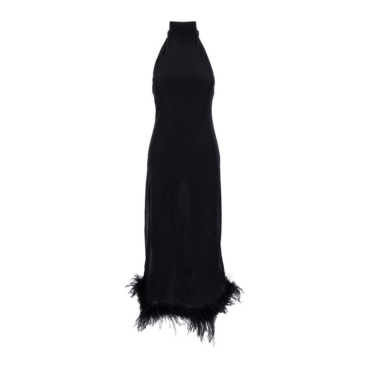 Czarna sukienka z piórami Oseree