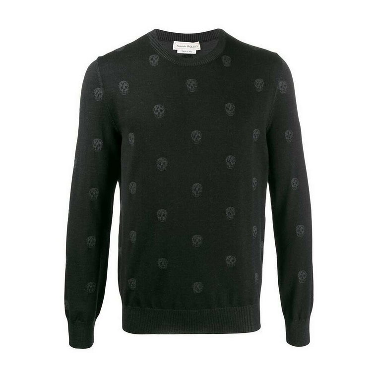 Czarny sweter z wzorem czaszki Alexander McQueen