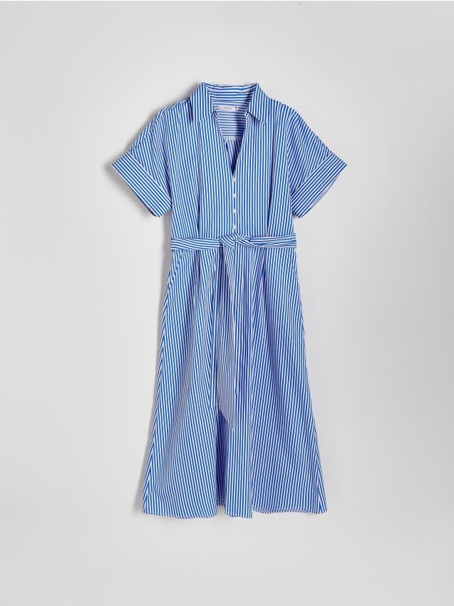 Reserved - Koszulowa sukienka midi - wielobarwny