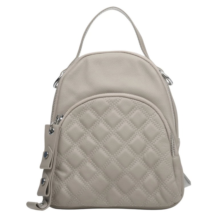 Women's Mini Backpack Purse made of Quilted Genuine Leather in Beige Estro Er00113717 Estro