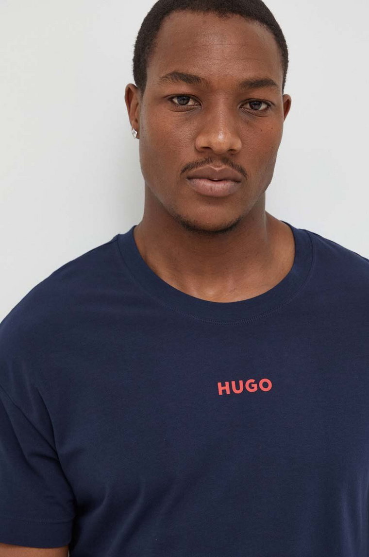HUGO t-shirt piżamowy kolor granatowy z nadrukiem 50493057