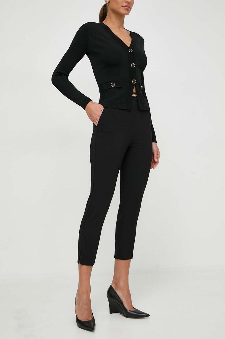 Elisabetta Franchi spodnie damskie kolor czarny fason cygaretki high waist PA02341E2