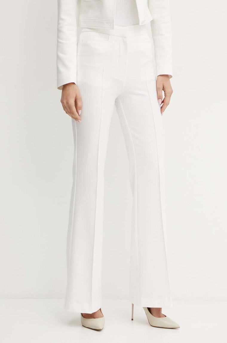 Morgan spodnie PFLO.F damskie kolor biały dzwony high waist PFLO.F