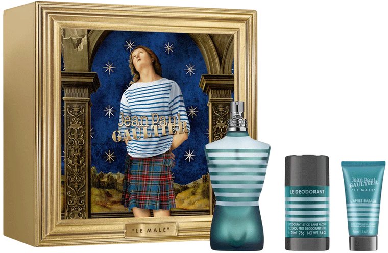 Zestaw prezentowy męski Jean Paul Gaultier Le Male Woda toaletowa 125 ml + Dezodorant w sztyfcie 75 g + Balsam po goleniu 50 ml (8435415099073). Perfumy męskie