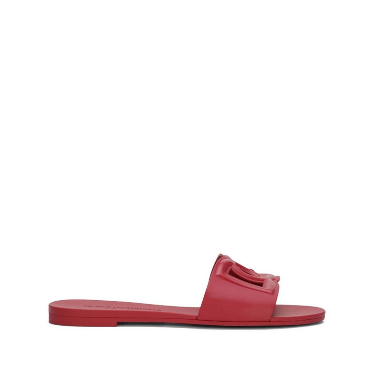 Czerwone Logo Cut Out Slide Sandały Dolce & Gabbana