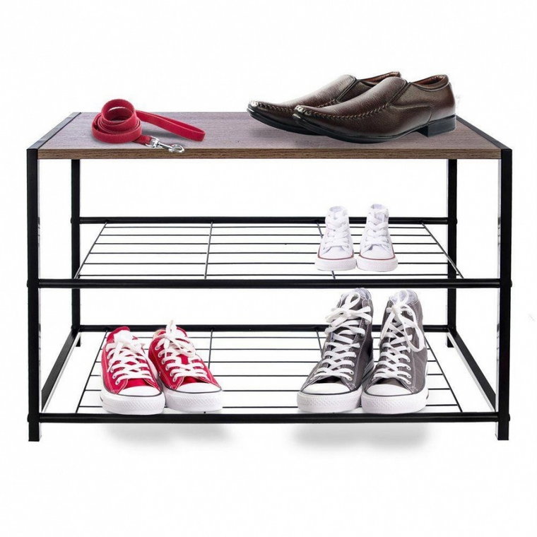 Regał półka szafka organizer stojak na buty 3 poziomy piętrowy czarny 63x30x43 cm kod: O-811117