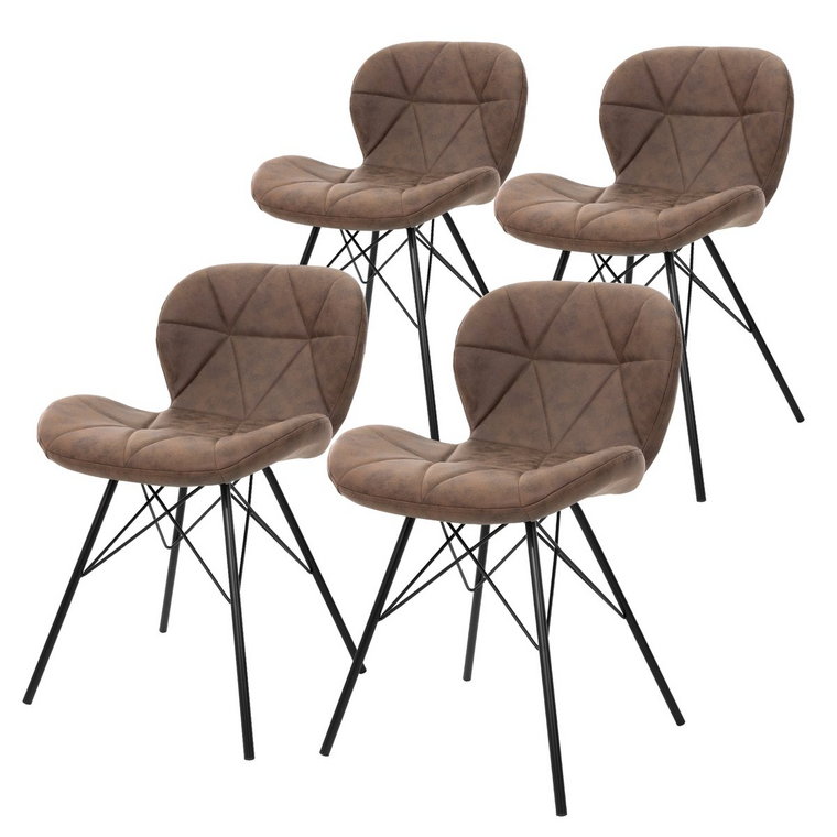 Zestaw 4 krzesel do jadalni z oparciem, brazowe, krzeslo kuchenne z pokryciem ze sztucznej skóry