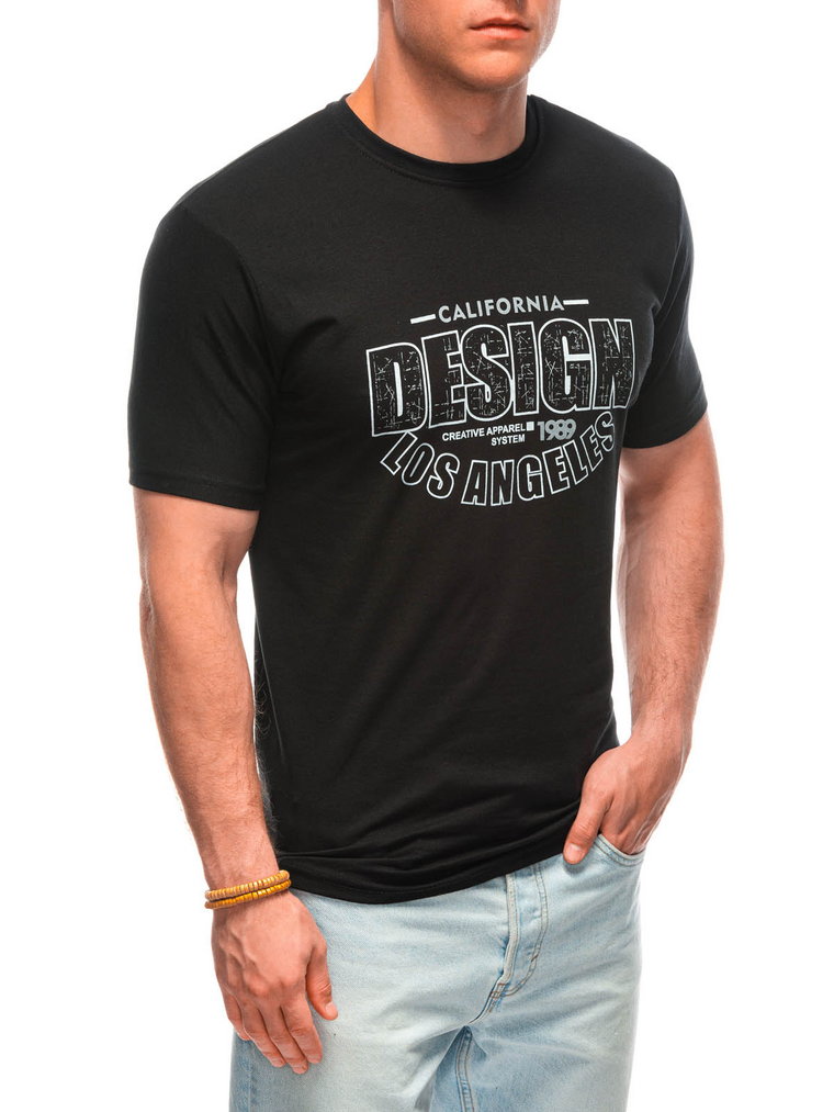 T-shirt męski z nadrukiem S1961 - czarny