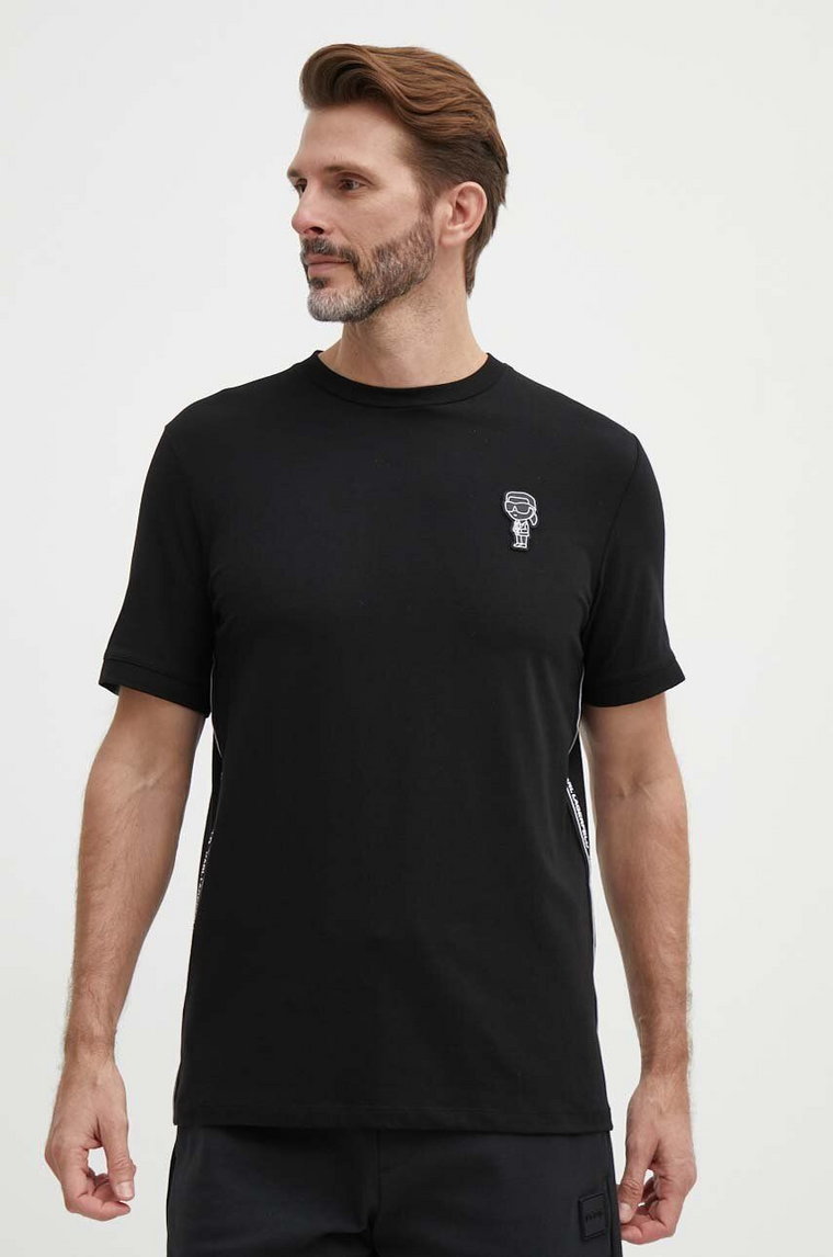 Karl Lagerfeld t-shirt męski kolor czarny z aplikacją 542221.755026
