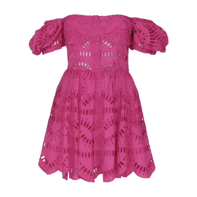 Różowa Mini Sukienka z Bufiastymi Rękawami Charo Ruiz Ibiza