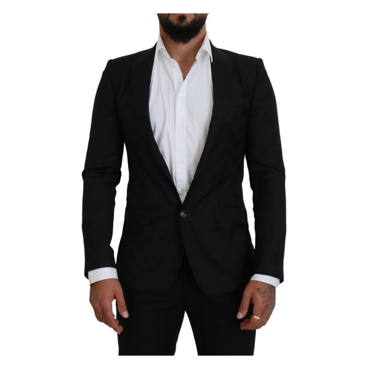 Czarny formalny płaszcz Martini blazer Dolce & Gabbana