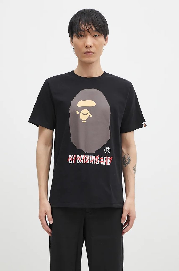 A Bathing Ape t-shirt bawełniany KATAKANA BY BATHING APE TEE męski kolor czarny z nadrukiem 1K80110026