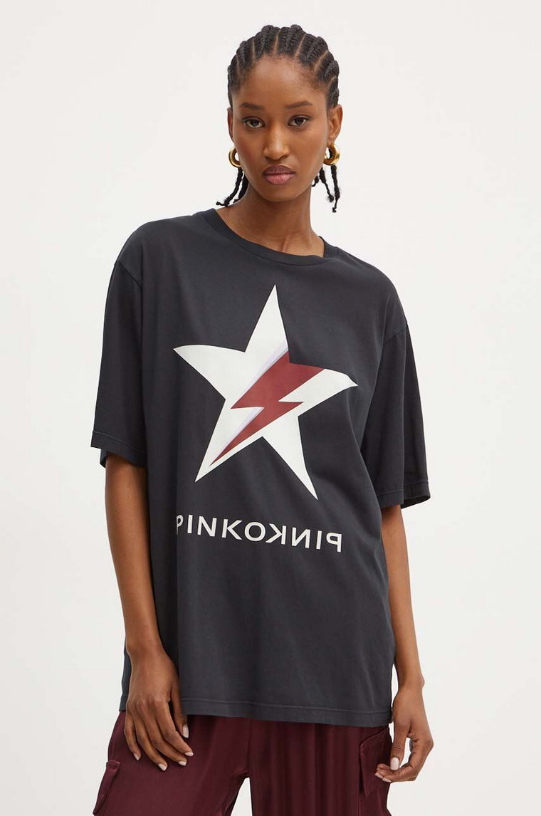 Pinko t-shirt bawełniany damski kolor czarny 101704 A292