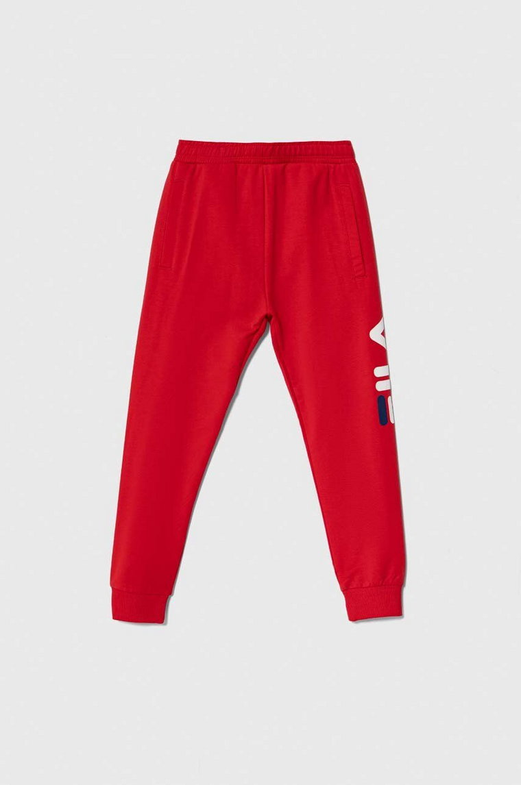 Fila spodnie dresowe dziecięce kolor czerwony z nadrukiem